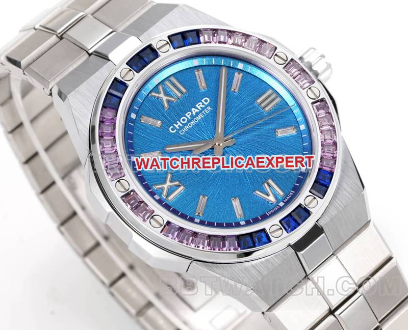 Chopard watch GH factory snow mountain proud wing 41mm blue dialsapphire crystaldiamond bezelsteel bracelet model front live photo