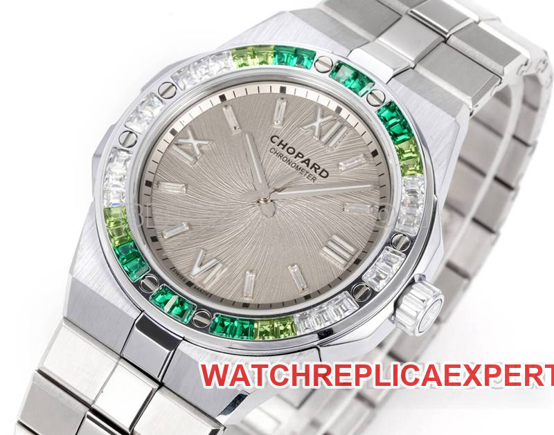 Chopard collectible watch GH factory snow mountain proud wing 41mm gray plate green sapphire crystaldiamond bezelfront live photo