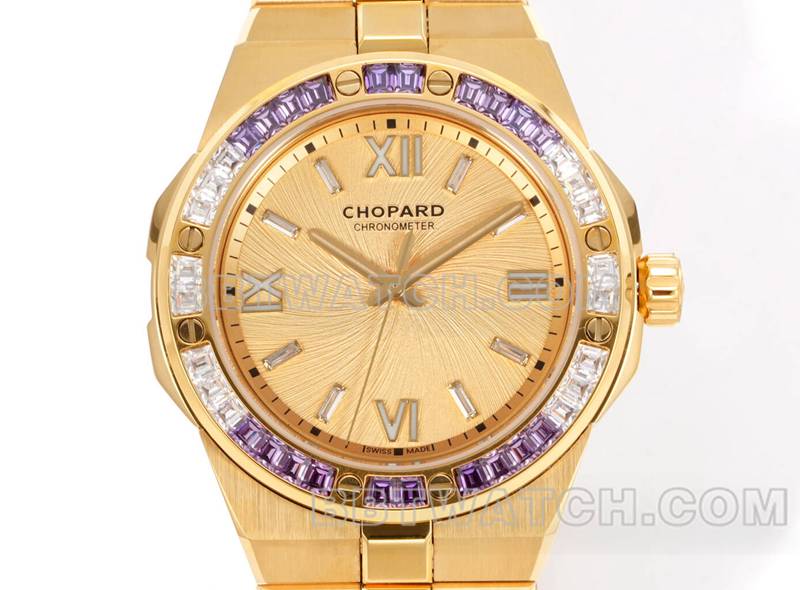 Chopard top collectible watches GH factory snow mountain proud wing gold plate purple gem diamond ring gold steel belt models front actual photo