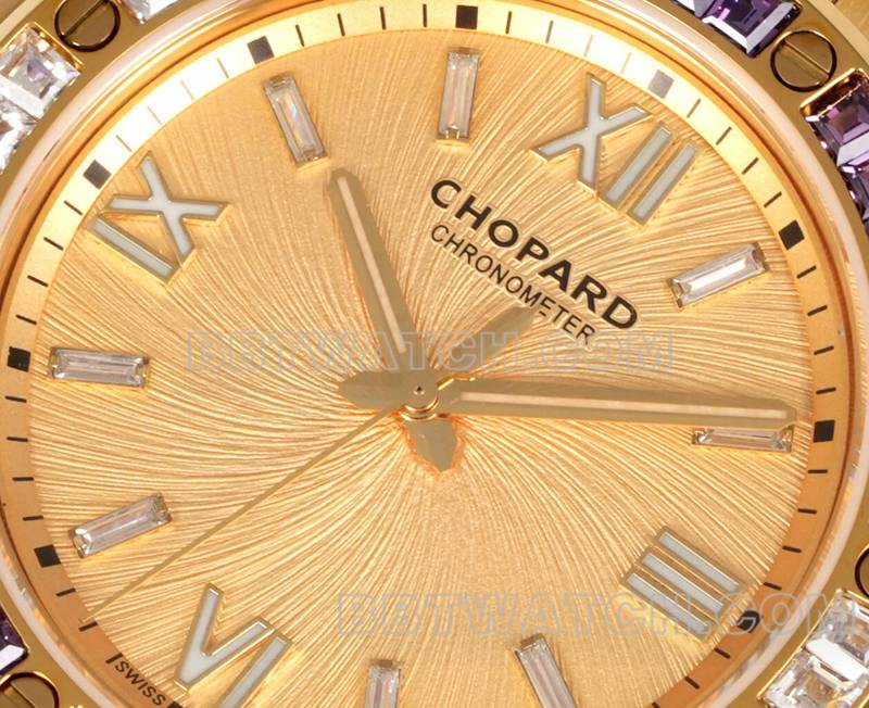 Chopard top collectible watches GH factory snow mountain proud wing gold plate purple gem diamond ring gold steel belt models front actual photo