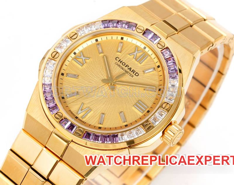 Chopard top collectible watches GH factory snow mountain proud wing gold plate purple gem diamond ring gold steel belt models front actual photo