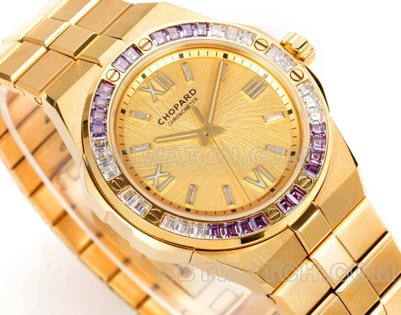Chopard top collectible watches GH factory snow mountain proud wing gold plate purple gem diamond ring gold steel belt models front actual photo
