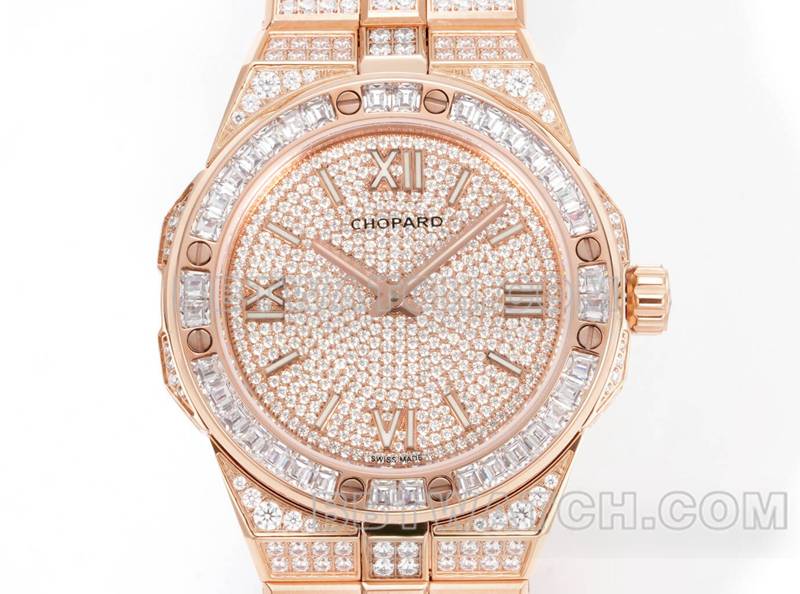 Chopard's collectible watch GH factory Xueshan Aoyi 41mm pavé diamond rose goldsteel bracelet model front live photo