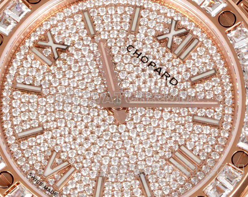 Chopard's collectible watch GH factory Xueshan Aoyi 41mm pavé diamond rose goldsteel bracelet model front live photo