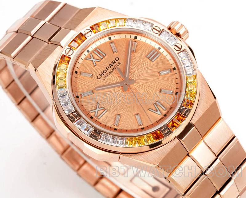 Chopard watch GH factory snow mountain proud wing 41mm rose gold plate sapphire crystal circle steel bracelet model front live photo