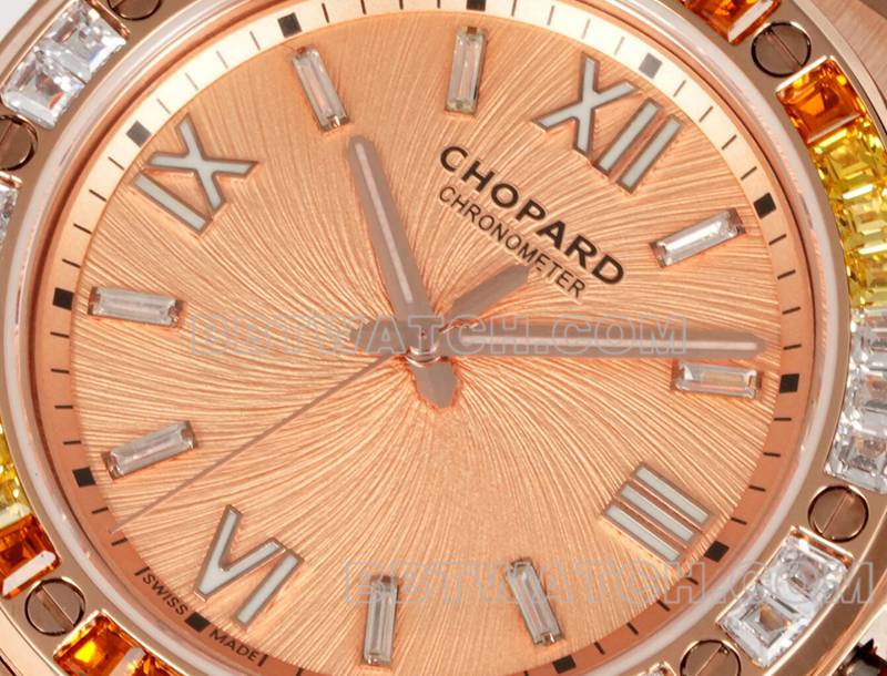 Chopard watch GH factory snow mountain proud wing 41mm rose gold plate sapphire crystal circle steel bracelet model front live photo