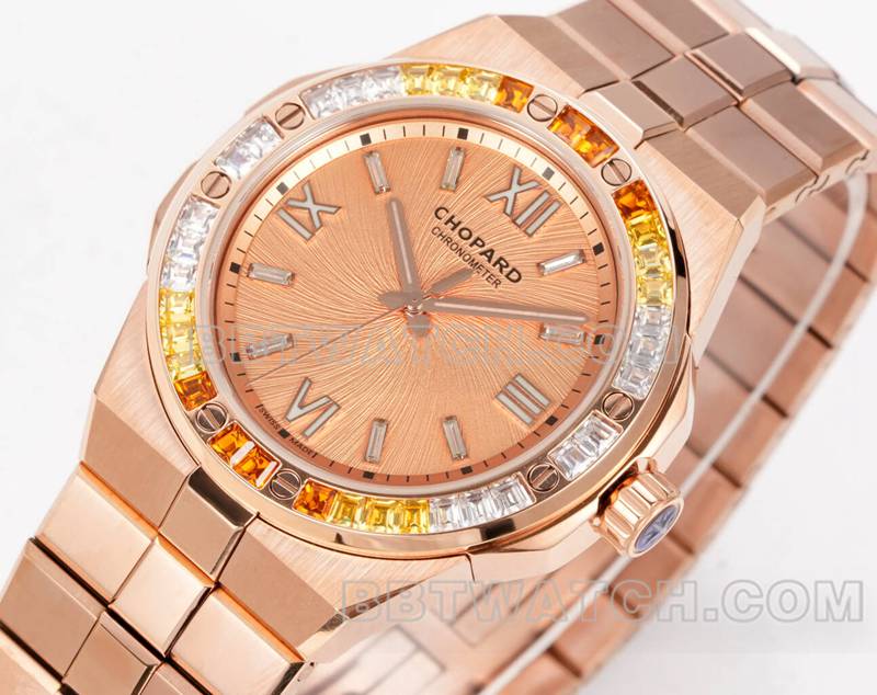Chopard watch GH factory snow mountain proud wing 41mm rose gold plate sapphire crystal circle steel bracelet model front live photo