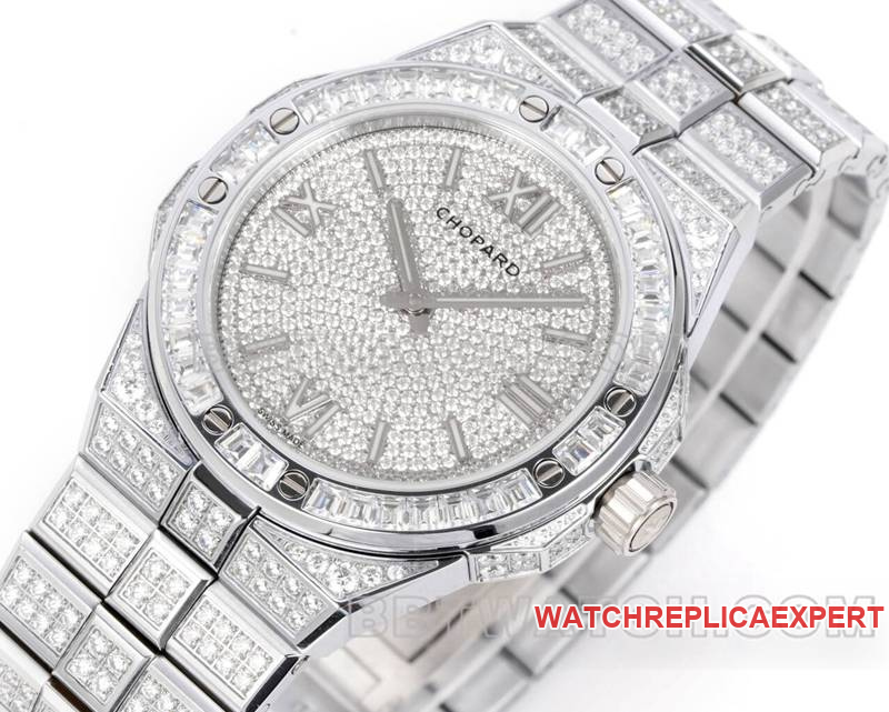 Chopard1:1replica watch GH factory Xueshan Aoyi 41mm pavé diamond steel bracelet model front live photo