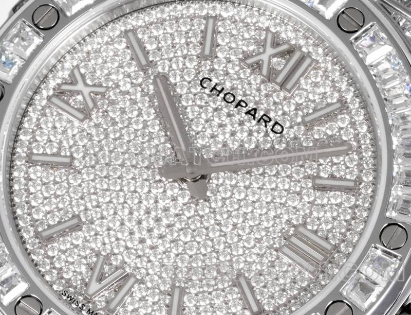 Chopard1:1replica watch GH factory Xueshan Aoyi 41mm pavé diamond steel bracelet model front live photo