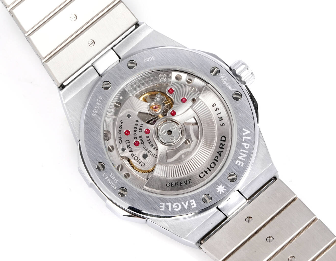 Chopardtop-tier watch GH factory Xueshan Aoyi 41mm diamond plate color sapphire crystal ring steel bracelet caseback live photo