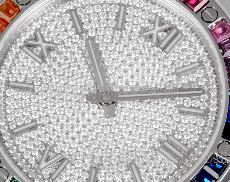 Chopard collectible watch GH factory snow mountain proud wing 41mm pavé diamond blue sapphire crystal ring steel bracelet model front live photo