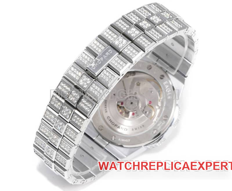 Chopard collectible watch GH factory snow mountain proud wing 41mm pavé diamond blue sapphire crystal circle steel bracelet model braceletlive photos