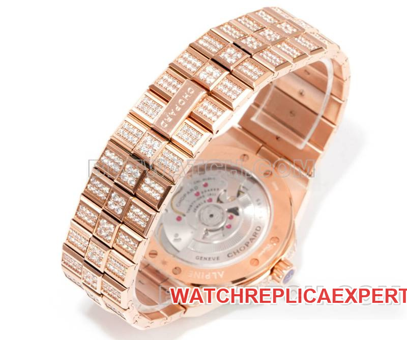 Chopard1:1replica watch GH factory snow mountain proud wing 41mm pavé diamond color sapphire crystal ring rose goldbraceletlive photos