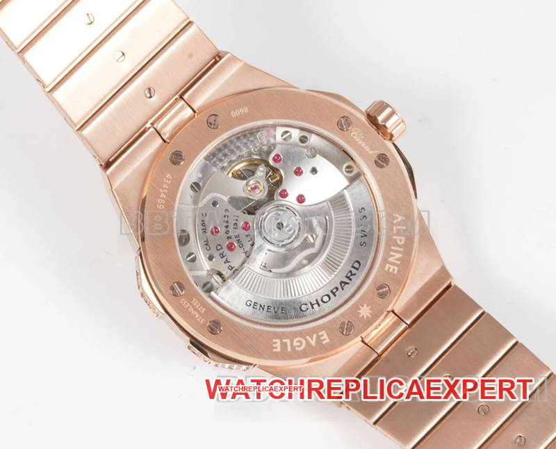 Chopard1:1replica watch GH factory snow mountain proud wing 41mm pavé diamond color sapphire crystal ring rose goldcaseback live photo