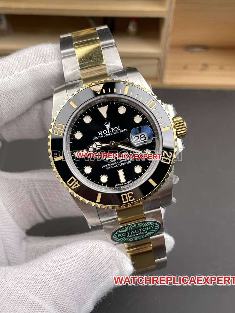 Rolex collectible watch RC factory Submariner40mm gold black Submariner3135movementfront live photo