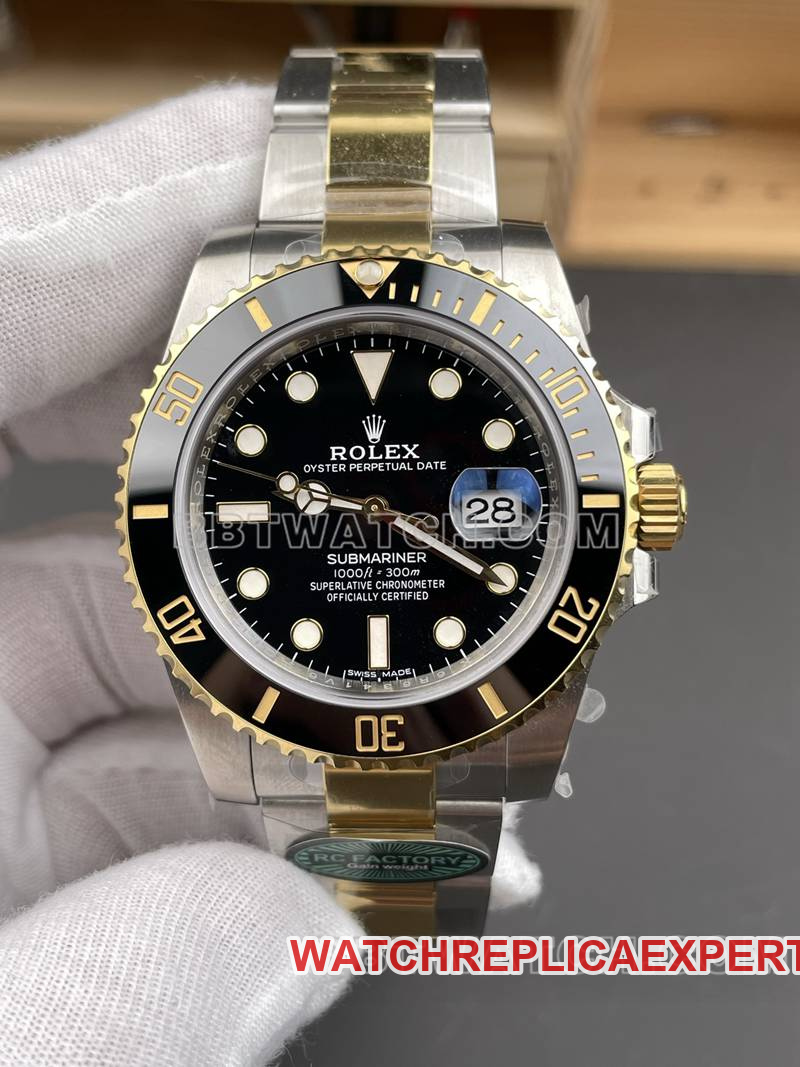 Rolex collectible watch RC factory Submariner40mm gold black Submariner3135movementfront live photo