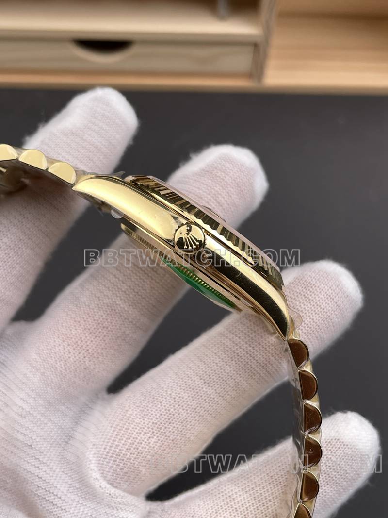 Rolex watch RC factory Day-Date40mm gold plate 3255yellow goldsteel bracelet model side live photo