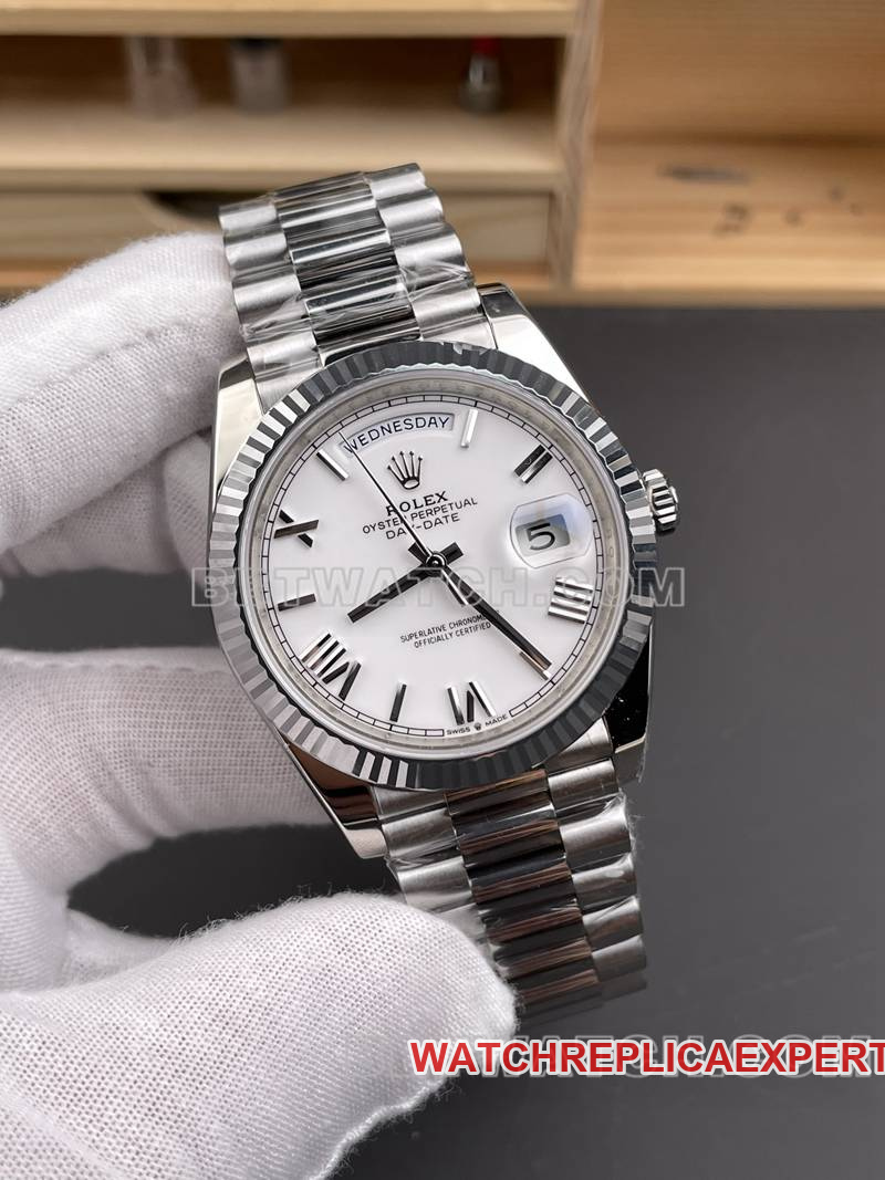 Rolex collectible watch RC factory Day-Date40mmwhite dial3255steel bracelet front live photo