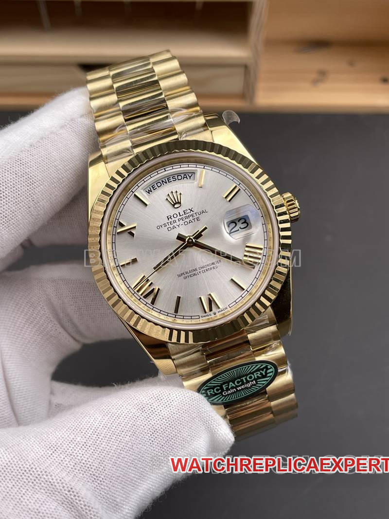 Rolex top collectible watches RC factory week calendar 40mm silver plate 3255 gold steel belt models front real picture