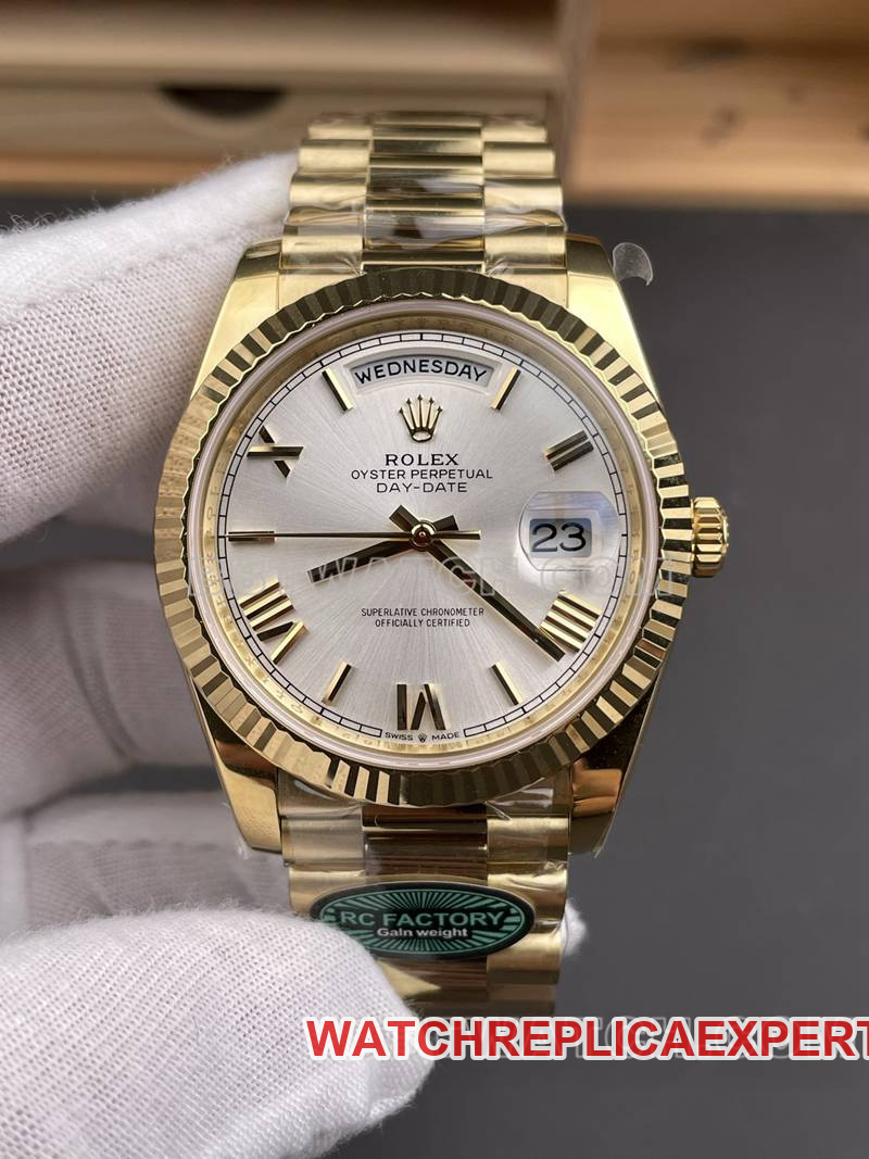 Rolex top collectible watches RC factory week calendar 40mm silver plate 3255 gold steel belt models front real picture
