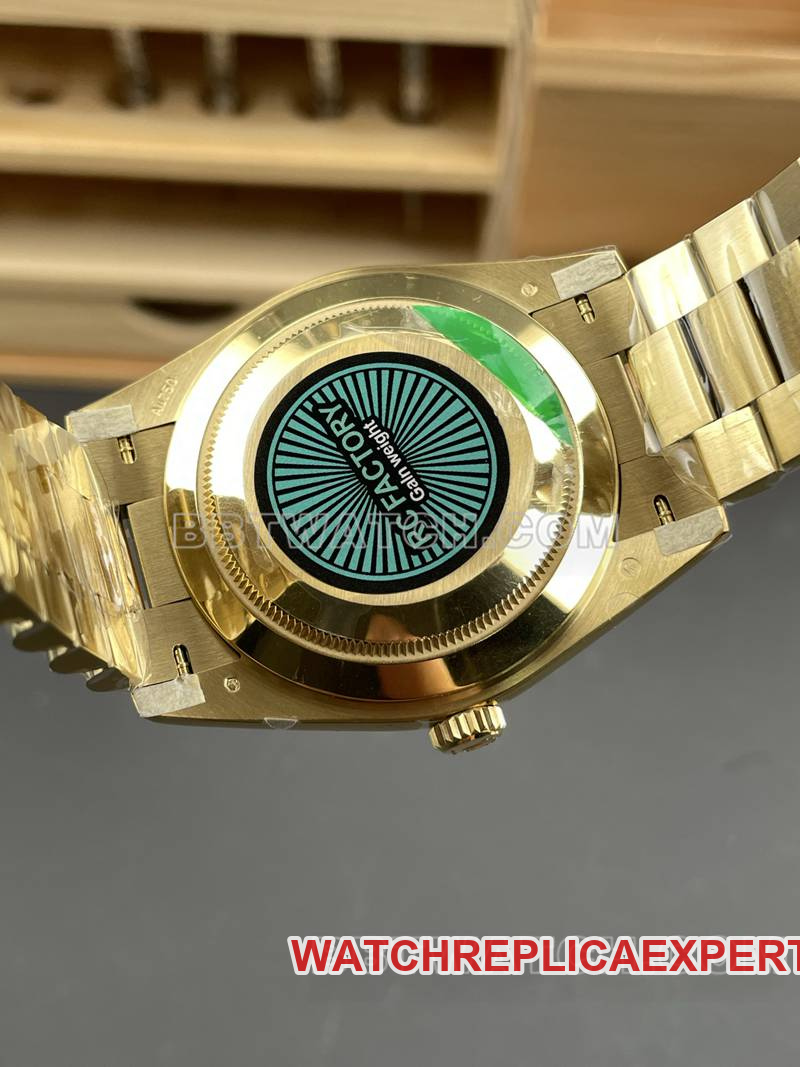Rolex collectible watch RC factory Day-Date40mmblack dial3255yellow goldsteel bracelet caseback live photo