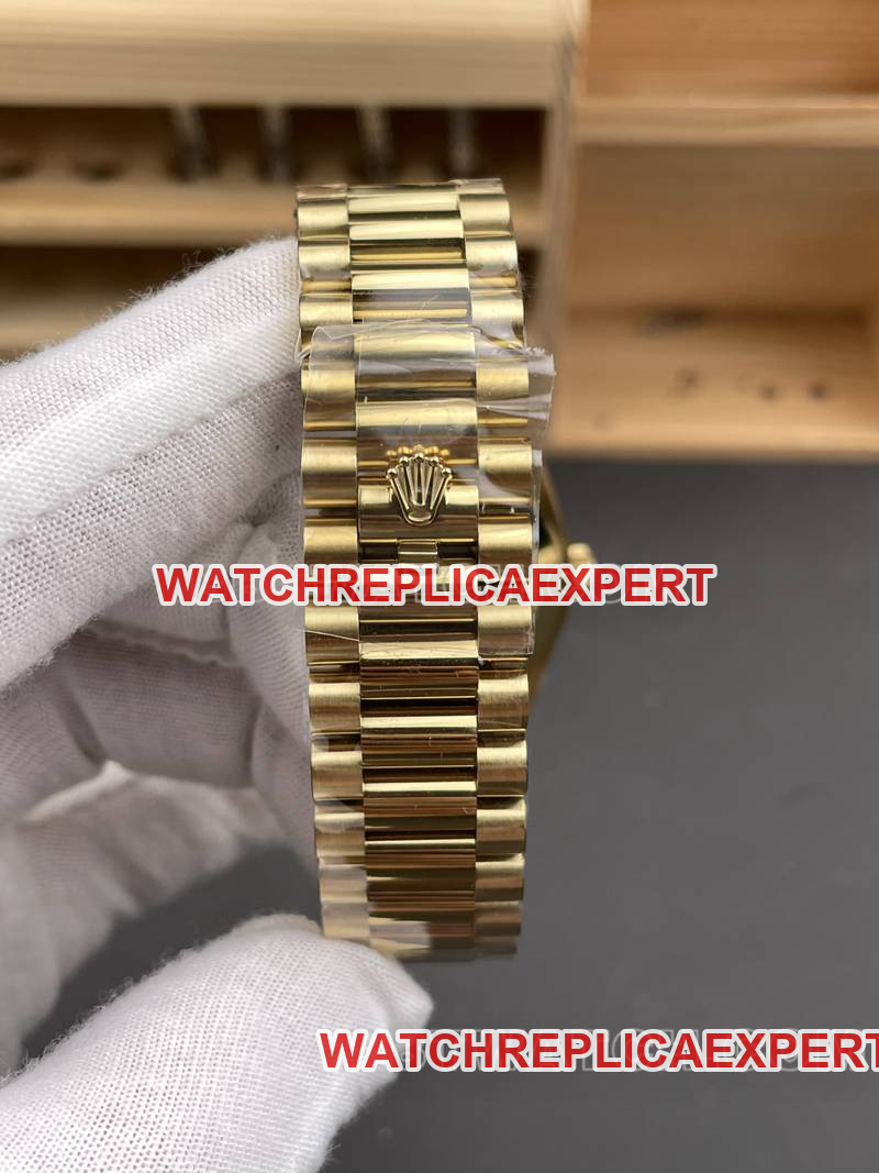 Rolex collectible watch RC factory Day-Date40mmblack dial3255yellow goldsteel bracelet braceletlive photos