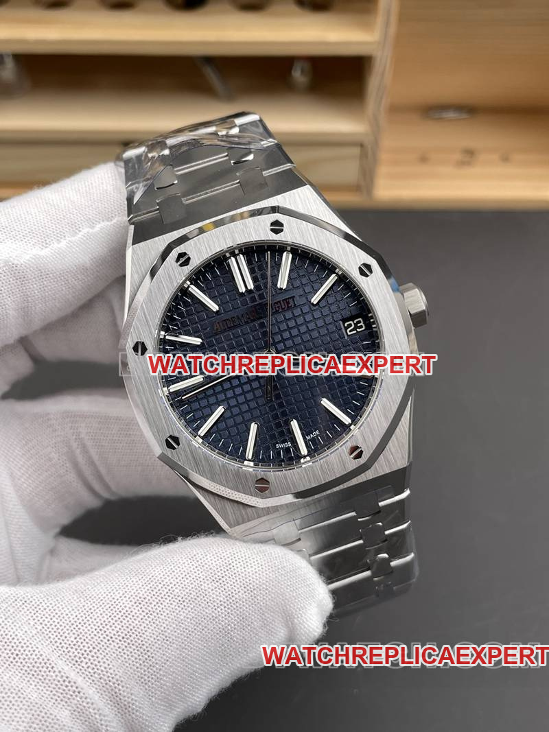 Audemars Piguet watch DDF factory Royal Oak41mmblue dial4302 mechanical steel bracelet front live photo