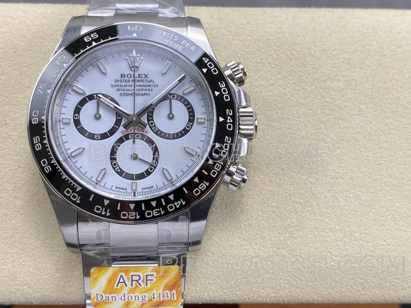 Rolex collectible watch ARF FactoryDaytonawhite dialPanda Daytona4131steel bracelet front live photo