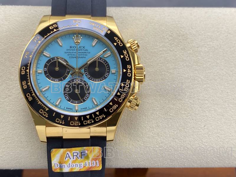 Rolextop-tier watch ARF FactoryDaytonablue dialyellow gold4131 rubber model front live photo