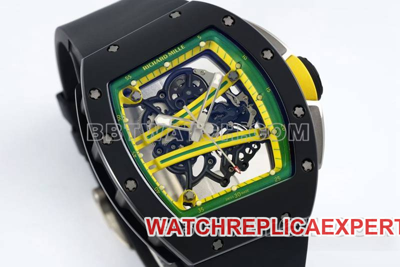 Richard Milletop-tier watch R factory hollow plate black rubber model RM061front live photo