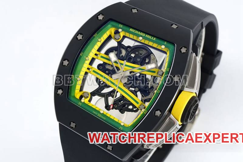 Richard Milletop-tier watch R factory hollow plate black rubber model RM061front live photo
