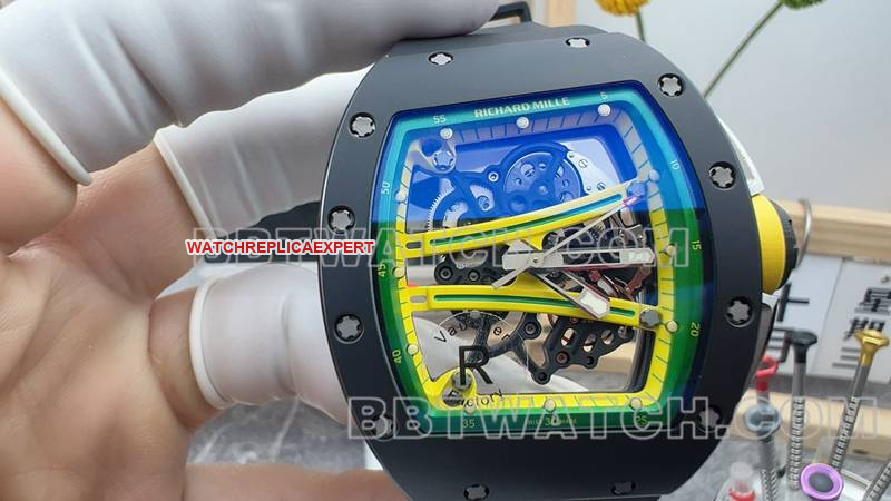 Richard Milletop-tier watch R factory hollow plate black rubber model RM061front live photo