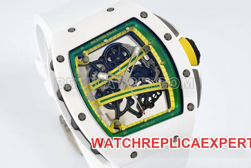 Richard Mille's collectible watch R factory hollow plate white rubber model RM061front live photo