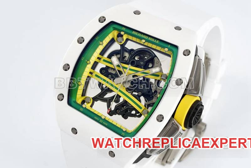 Richard Mille's collectible watch R factory hollow plate white rubber model RM061front live photo