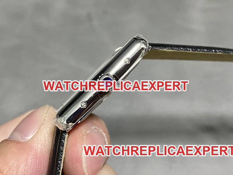 Cartier1:1replica watch DR factory tank white square dialeather strap model side live photo
