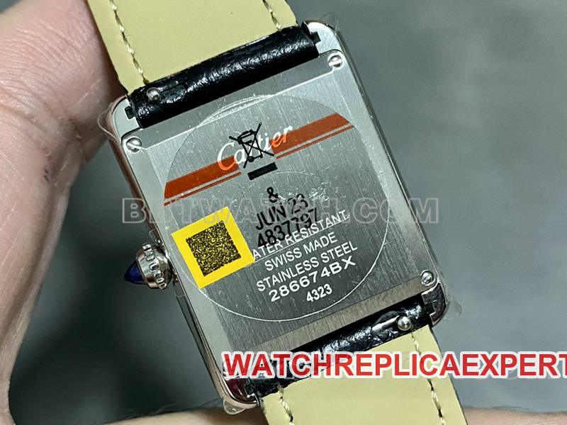 Cartier1:1replica watch DR factory tank white square dialeather strap model caseback live photo