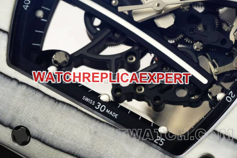 Richard Mille collectible watch R factory hollow plate white case black rubber model RM061front live photo