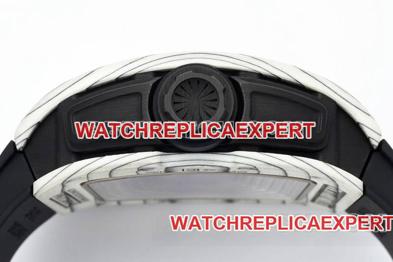 Richard Mille collectible watch R factory hollow plate white case black rubber model RM061side live photo