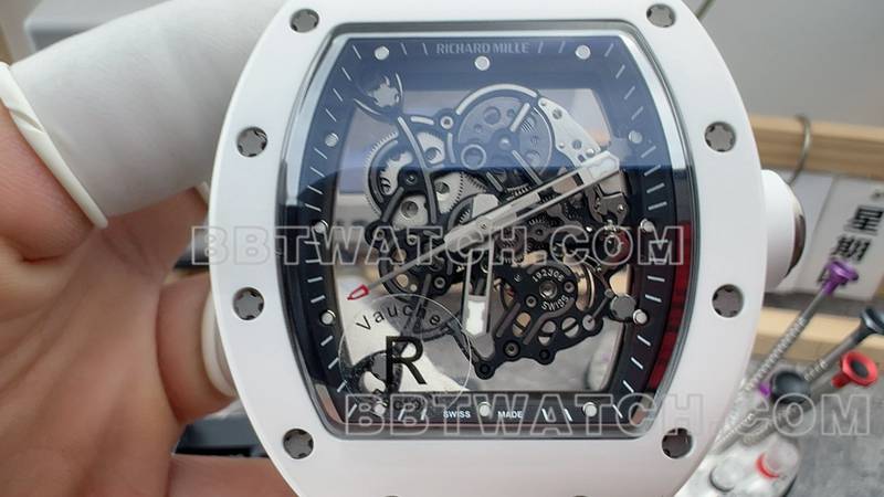Richard Milletop-tier watch R factory hollow plate white rubber model RM055front live photo
