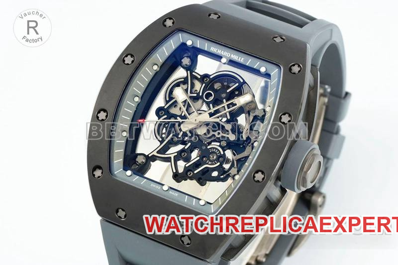 Richard Mille1:1replica watch R factory hollow plate gray rubber model RM055front live photo