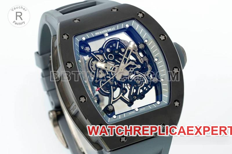 Richard Mille1:1replica watch R factory hollow plate gray rubber model RM055front live photo