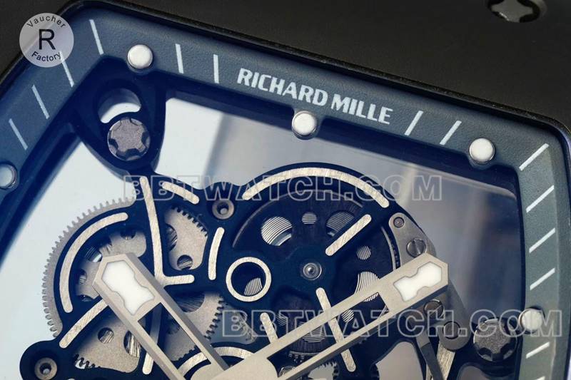 Richard Mille1:1replica watch R factory hollow plate gray rubber model RM055front live photo