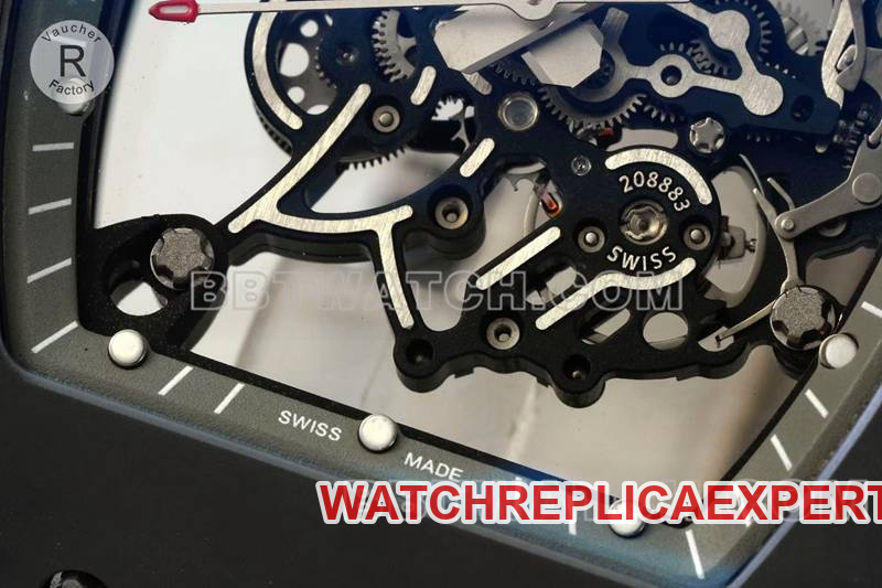 Richard Mille1:1replica watch R factory hollow plate gray rubber model RM055front live photo