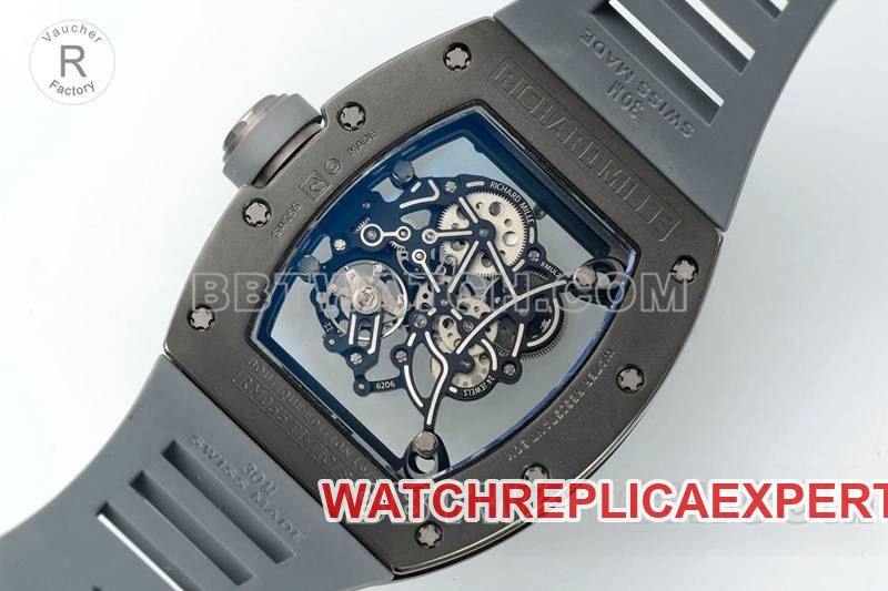 Richard Mille1:1replica watch R factory hollow plate gray rubber model RM055caseback live photo