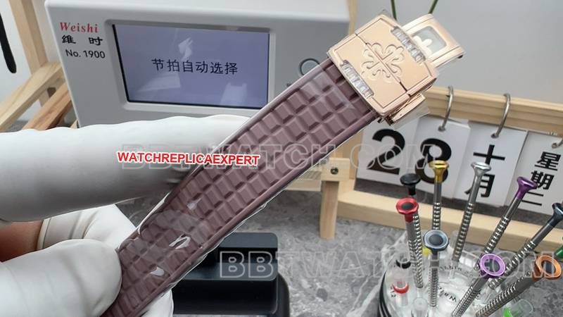 Patek Philippe collectible watch grenade white mother of pearl disc rubber model braceletlive photos