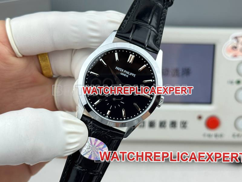Patek Philippe collectible watch SDF factory classic black dial 39mmleather strap model front live photo