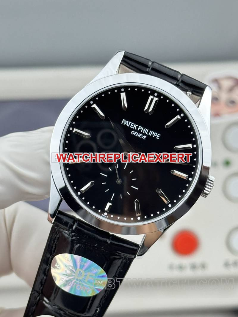 Patek Philippe collectible watch SDF factory classic black dial 39mmleather strap model front live photo