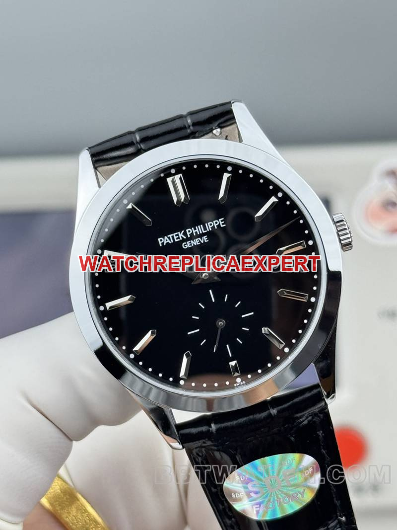Patek Philippe collectible watch SDF factory classic black dial 39mmleather strap model front live photo