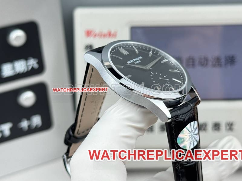 Patek Philippe collectible watch SDF factory classic black dial39mmleather strap model side live photo