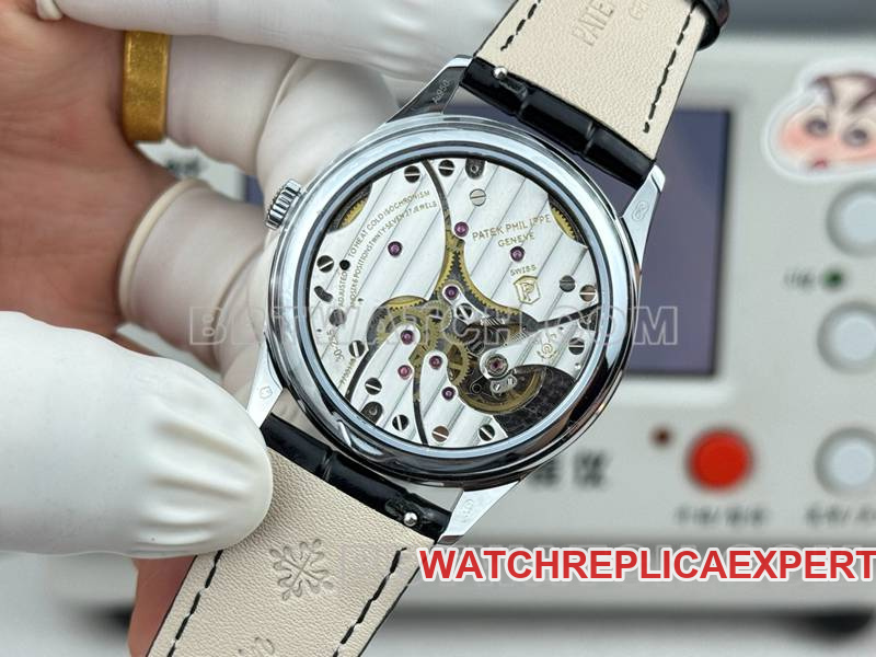Patek Philippe collectible watch SDF factory classic black dial 39mmleather strap caseback live photo